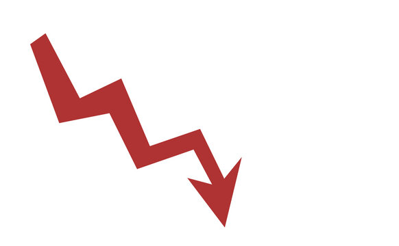 Down arrow crisis business market. Economy financial crash concept. Economic crisis recession. Economic decline