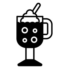 Obraz premium Irish Coffee Icon: Frothy Drink with Cream and Straw