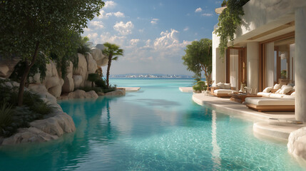 Obraz premium Swimming pool in a luxury tropical resort.