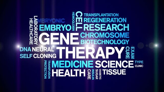 Gene Therapy animated word cloud-text design animation tag kinetic typography seamless loop.