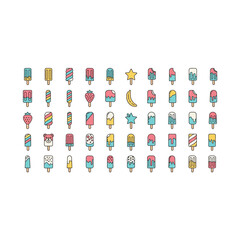 Colorful Summer Ice Cream Popsicle Icons Set © robi