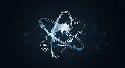Modern global technology concept with atom and earth