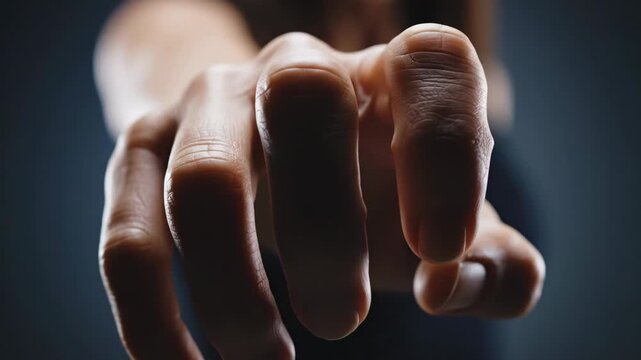 Close-up of a hand reaching forward with focus on fingers