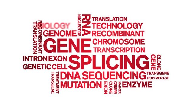 Gene Splicing animated word cloud-text design animation tag kinetic typography seamless loop.