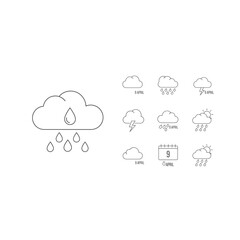 Fototapeta premium Weather Icons Collection with Rain, Sun, Lightning and Calendar
