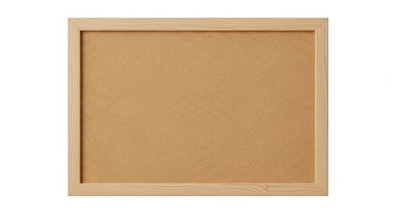 Empty cork board in wooden frame with neutral tone and soft studio lighting for office organization