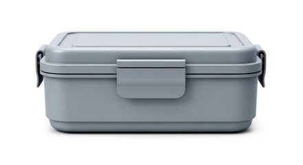 Gray Lunch Box in Modern Minimalist Design with Soft Lighting on White Background for Packaging