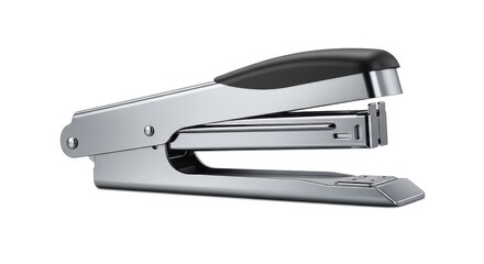 Silver Stapler in Modern Design with Black Handle in Studio Lighting for Office Supplies