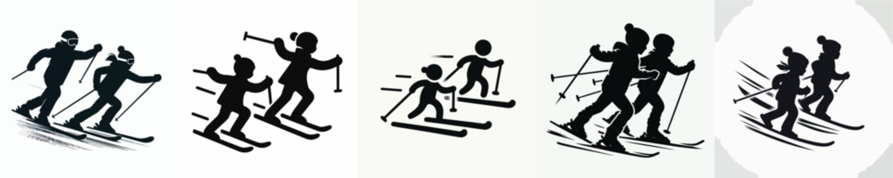 Silhouette Vector Illustration of a Person Skiing