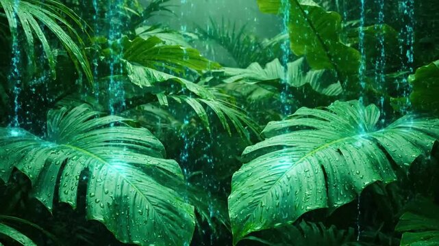 Ethereal Greenery Lush vegetation enhanced by glowing, non-physical elements.