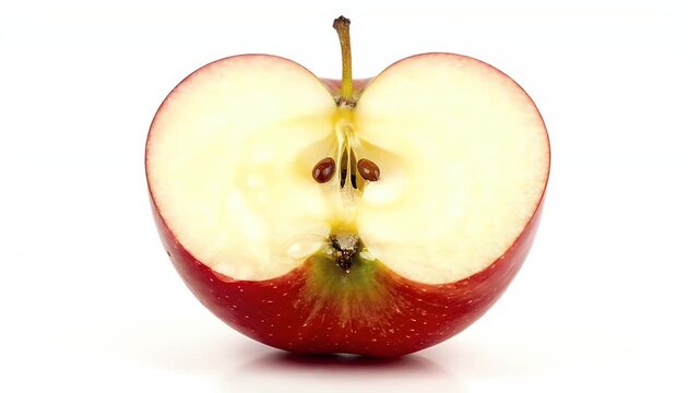 Halved Red Apple Showing Seeds with White Background Studio Lighting