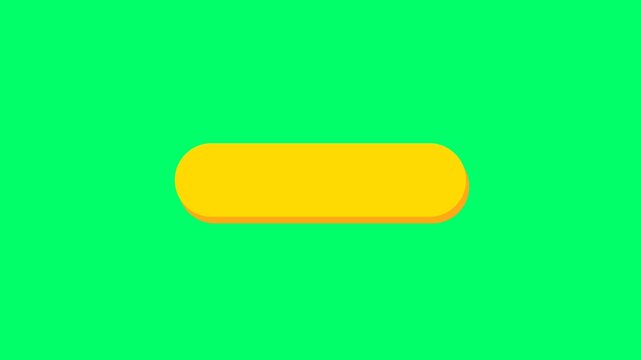 Yellow rounded rectangle empty button element animation with green screen background