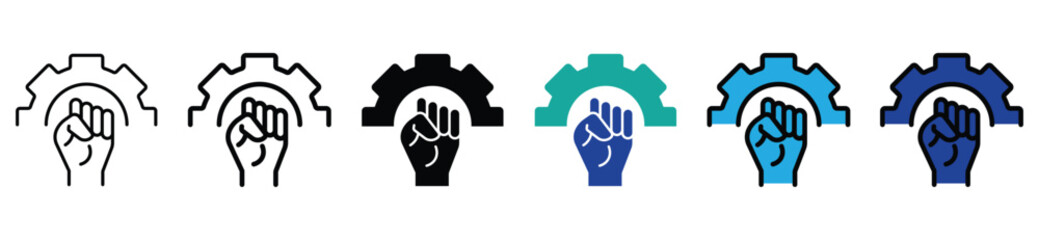 Industrial Power and Technical Empowerment Icon Set