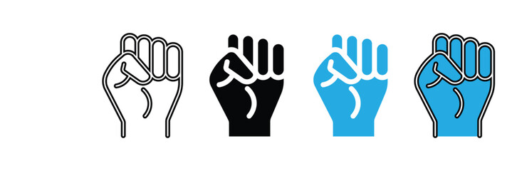 Raised Fist Icon Set in Different Styles