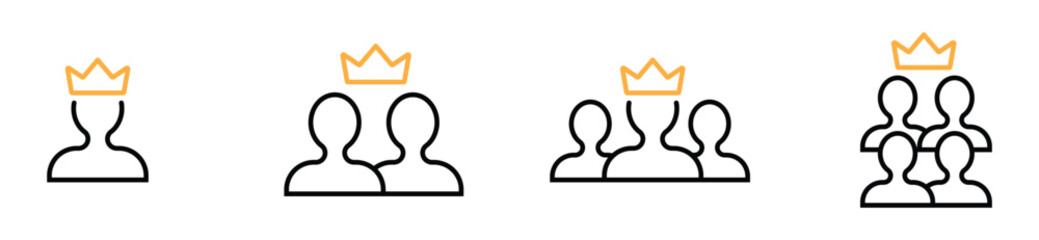 Crown Above Team Icon for Success Concept