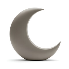 Gray Crescent Moon Figurine on White.