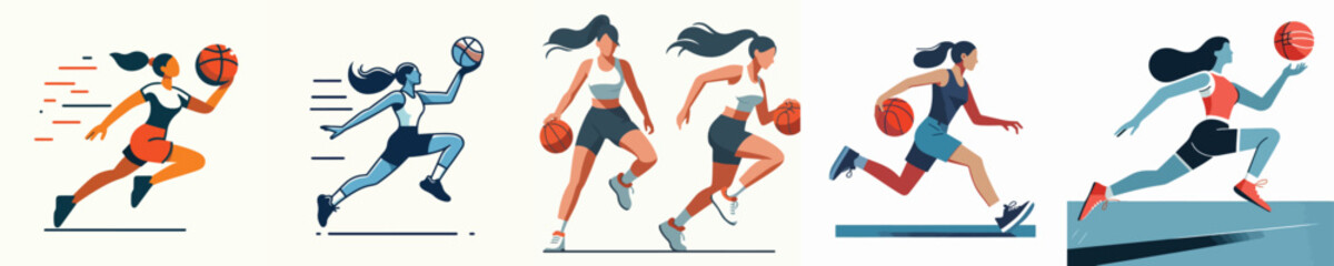 Vector Illustration of a Woman Playing Basketball © Fajar