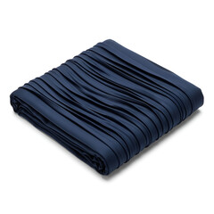 Rolled Navy Blue Blanket on White.