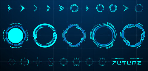 Set futuristic circle technology or cyberpunk vector illustration