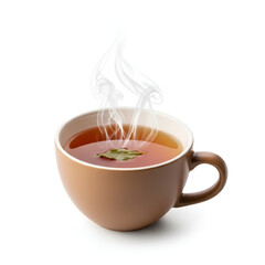 Steaming Hot Tea in Ceramic Cup.