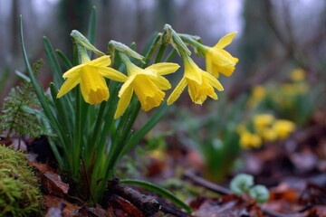 Daffodils Nodding Gentle Breeze Early Spring Season
