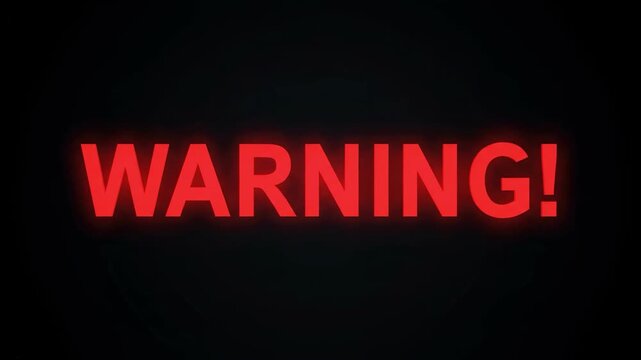 A dramatic, high-contrast image of a glowing red warning sign against a black background. Ideal for concepts of danger, alerts, cybersecurity, or crit