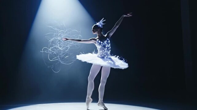 Elegant Ballerina Gracefully Performing Under the Spotlight in a Stunning Ballet.