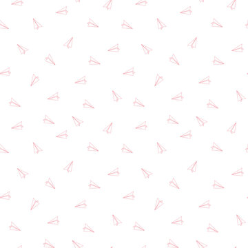 pink seamless pattern with paper plane
