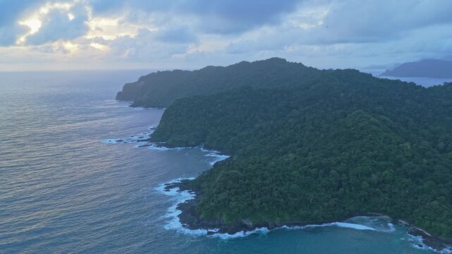 Aerial view of tropical red island coastline in java, indonesia