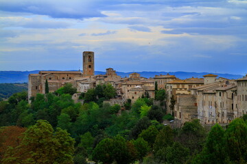 Fototapeta premium The historic medieval center of the Italian hill town of Colle di Val d' Elsa, Siena, Tuscany, Italy