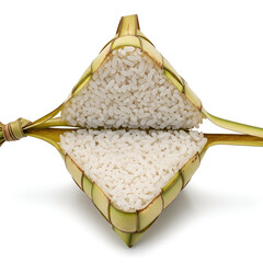 Traditional Rice in Palm Leaf Container.