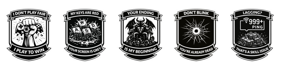 Modern glitch-style gamer typography vector design featuring joystick, controller, and digital distortion effects. Trendy futuristic t-shirt print artwork perfect for gaming apparel.