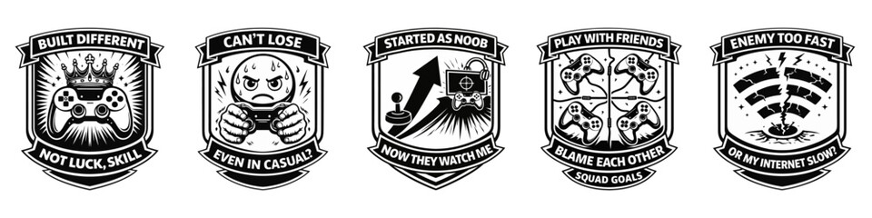 Modern glitch-style gamer typography vector design featuring joystick, controller, and digital distortion effects. Trendy futuristic t-shirt print artwork perfect for gaming apparel.