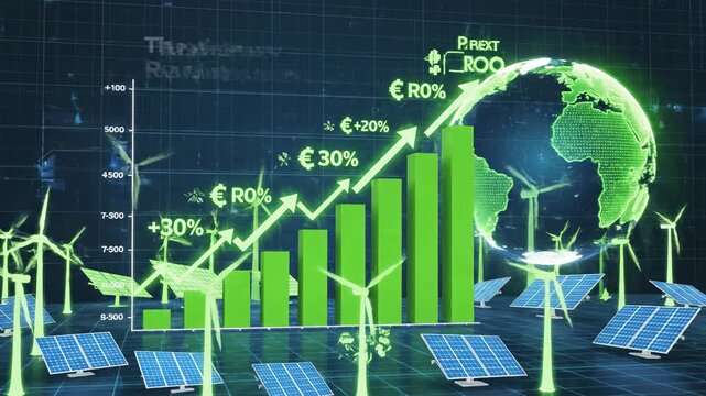 Green Investments and Financial Growth Chart Illustrating Sustainable Energy.