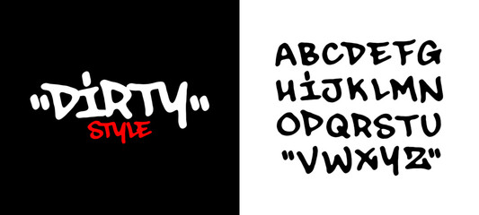 Dirty Style Graffiti Alphabet Set. Bold Black Urban Lettering Collection with Gritty Texture for Streetwear and Poster Design. © dirtyfellas
