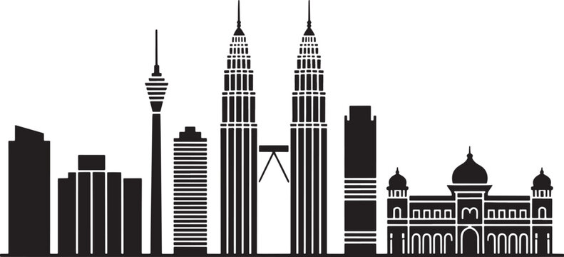 Kuala Lumpur Malaysia city skyline silhouette vector illustration on transparent background
