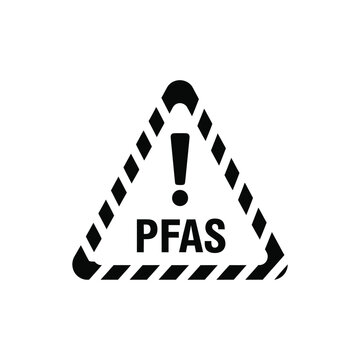 Vector illustration icon warning sign with pfas text on a triangular symbol