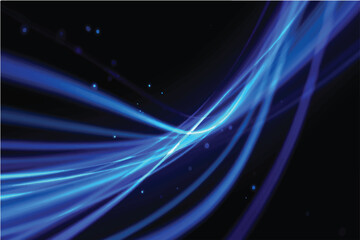 Fototapeta premium Abstract blue background with glowing lines and flowing waves creates a futuristic vector illustration of bright energy and motion in a dark space pattern