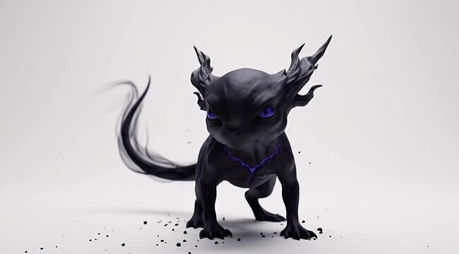 Dark Fantasy Creature with Horns and Tail.