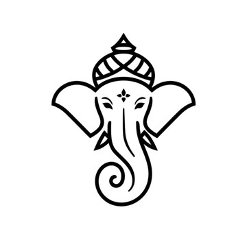 Lord Ganesha Outline Logo Icon &ndash; Minimal Hindu God Ganpati Line Art Vector Illustration. Ai generated
