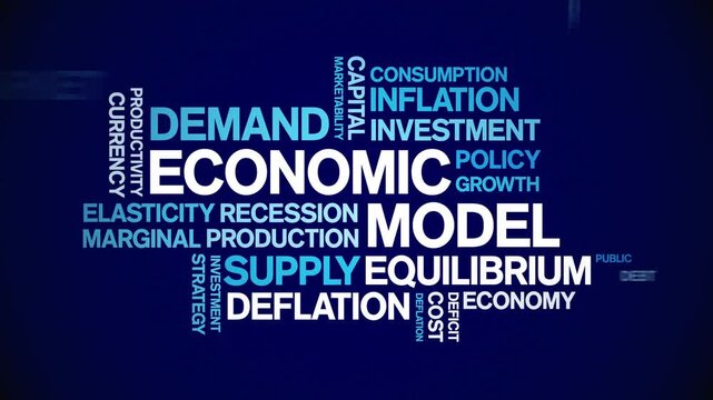 Economic Model animated word cloud-text design animation tag kinetic typography seamless loop.