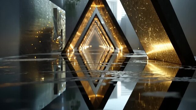 Golden Diamond Shaped Light Reflections.