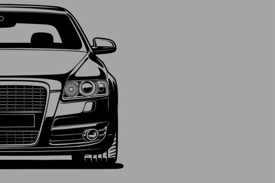 Luxury Sedan Front View Vector Illustration