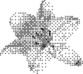 Colorful Pixel Art Flower Collection with Vibrant Blooms and Green Stems Isolated