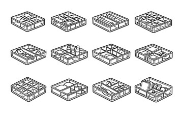 Obraz premium Minimalist drawer icon airy edges tidy vector clear icons rigid contents smooth