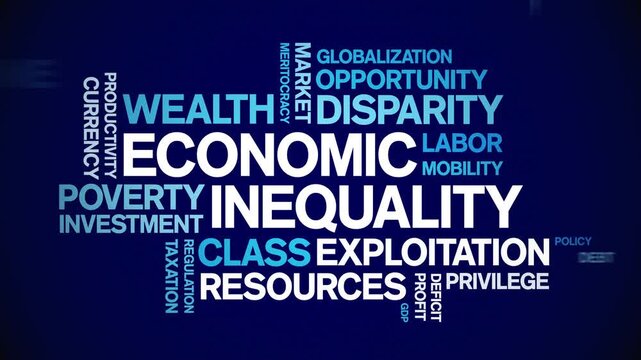 Economic inequality animated word cloud-text design animation tag kinetic typography seamless loop.
