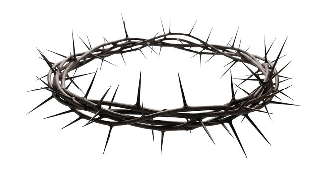 Crown of thorns symbol for religious and biblical concepts, dark and ominous