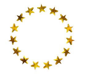 Golden Star Circle Frame on png transparent background.