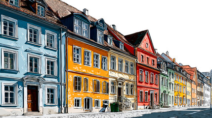 Obraz premium A row of old, colorful buildings on the street in Ludwigsburg