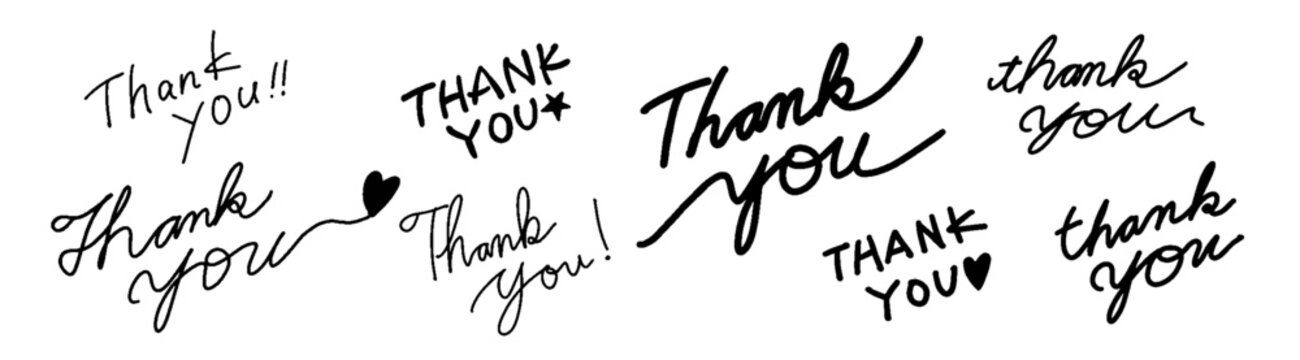 Thank you 手書きロゴセット 筆記体とおしゃれなレタリング 感謝のメッセージ ベクター素材
感